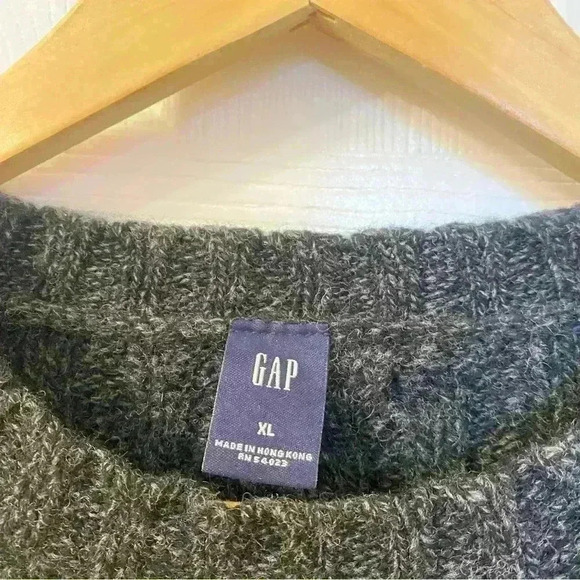 VINTAGE GAP 100% Lambswool Grey Cableknit Sweater Size XL - Picture 3 of 10